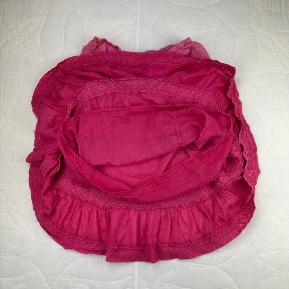 Derek Heart Pink Cotton Gauze Tiered Midi Skirt Boho Crochet Lace Sequin M - Picture 5 of 9